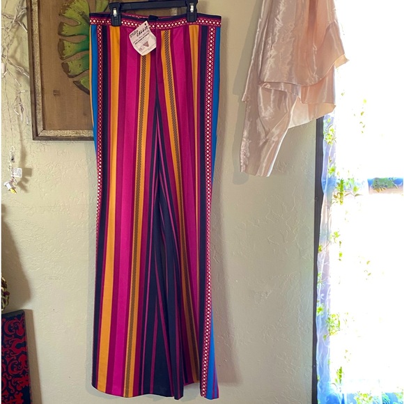 Women’s 70’s NWT Jealous Tomato Striped Wide Leg Multi Colored Pants - Picture 4 of 17
